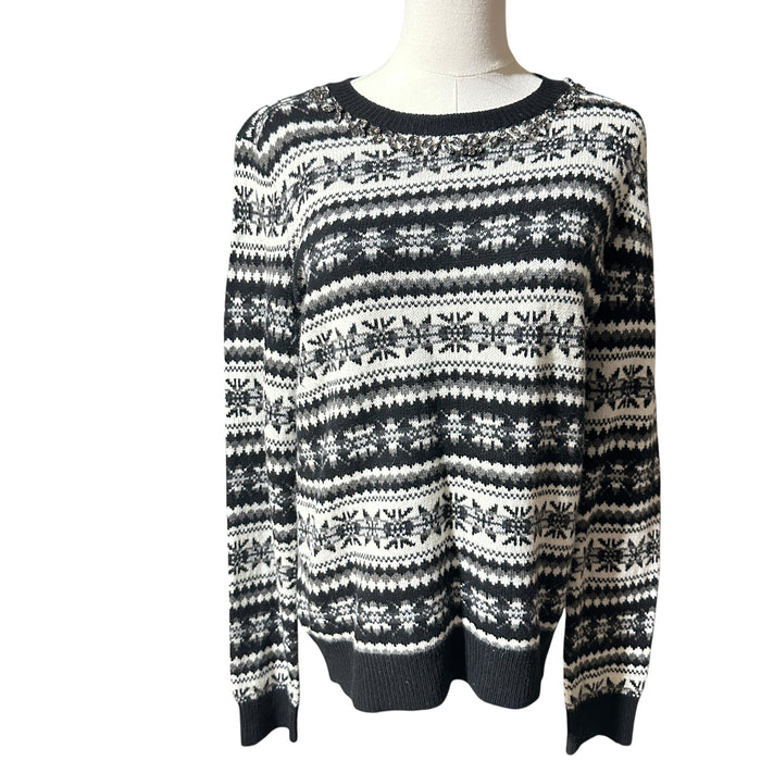 Lauren Ralph Lauren Women’s Black & White Beaded Christmas Sweater – Size Medium from PanacheProse