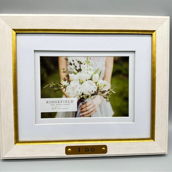 NET I Do Wedding Real Wood Gold and White Photo Frame - Size 5 X 7,  from PanacheProse