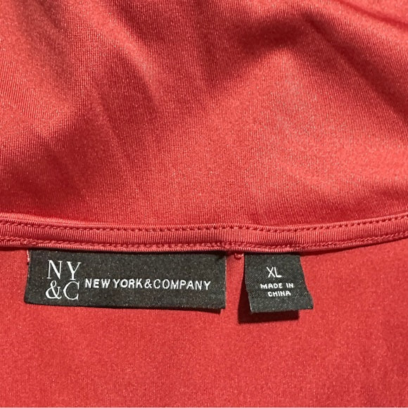 NY & C Red Long Sleeve Zip‑Front Bodysuit – Women’s XL from PanacheProse