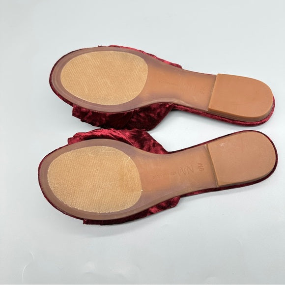 Neman Marcus Women's Burgundy Velvet Slide Sandals from PanacheProse