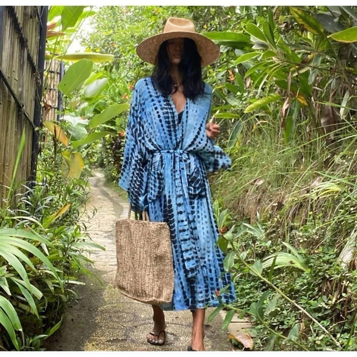 New Bohemian Blue Tie Dye Beach Duster - from PanacheProse