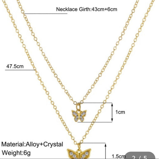New Bohemian Vintage Festival Trend Double Layered Butterfly Necklace - from PanacheProse