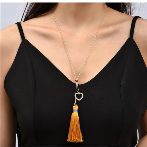 New Boho Trend Adjustable Heart Tassel Necklace - from PanacheProse