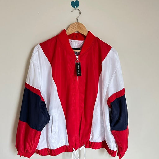 New Look Women’s Lined Zipper Front Long Sleeve Color Block Jacket - Size  1X , from PanacheProse