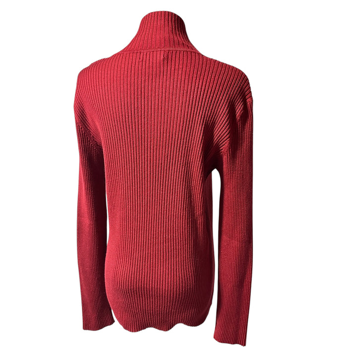 New York & Company Red Ribbed Split Collar V-Neck Sweater - Size XL, from PanacheProse
