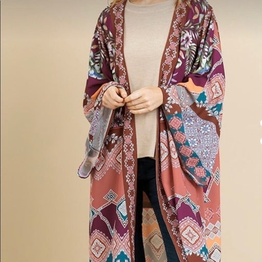 PanacheProse Umgee Floral Print Bell Sleeve Kimono Cardigan - From PanacheProse