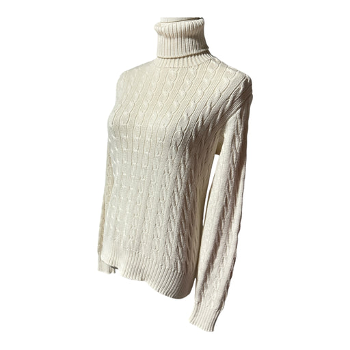 Ralph Lauren Sport Women’s Ivory Cable Knit Turtleneck Sweater - Size Medium, from PanacheProse