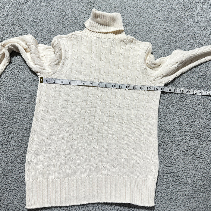 Ralph Lauren Sport Women’s Ivory Cable Knit Turtleneck Sweater - Size Medium, from PanacheProse
