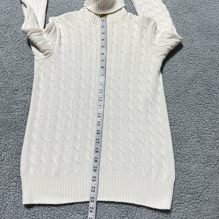 Ralph Lauren Sport Women’s Ivory Cable Knit Turtleneck Sweater - Size Medium, from PanacheProse