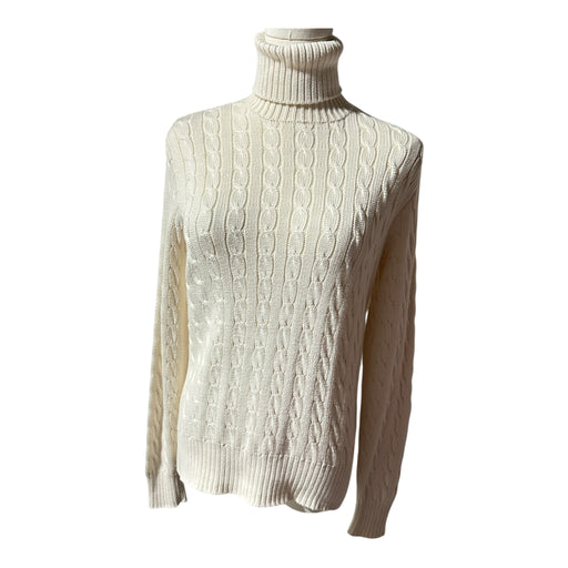 Ralph Lauren Sport Women’s Ivory Cable Knit Turtleneck Sweater - Size Medium, from PanacheProse