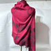 Reversible Paisley Border Pashmina-Style Shawl Wine Red with Black Fringe, from PanacheProse