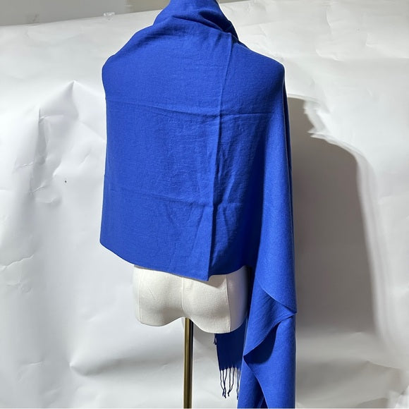 Reversible Royal Blue Paisley Pashmina Shawl Wrap Soft Viscose Blend - Size 70” x 28”, from PanacheProse