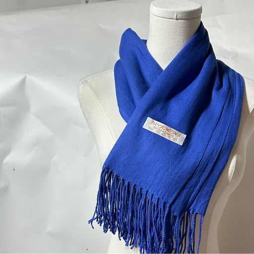 Reversible Royal Blue Paisley Pashmina Shawl Wrap Soft Viscose Blend - Size 70” x 28”, from PanacheProse