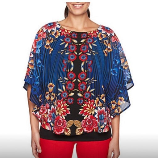 Ruby Rd Women’s Floral Printed Georgette Top Blouse - Size Small, from PanacheProse