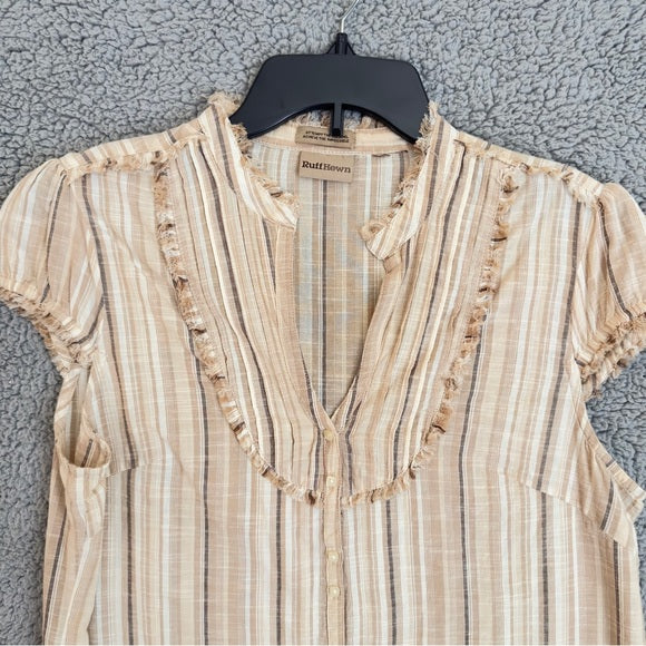 RuffHewn Beige Striped Women's Blouse - from PanacheProse