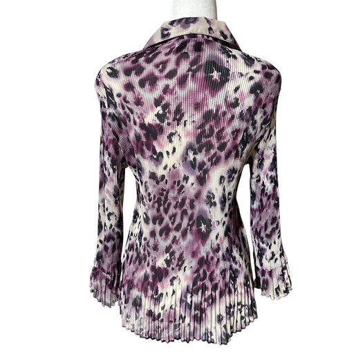 SERENADE New York Pleated V-Neck Floral Pleated Button-Front Blouse - Size Women’s L, from PanacheProse