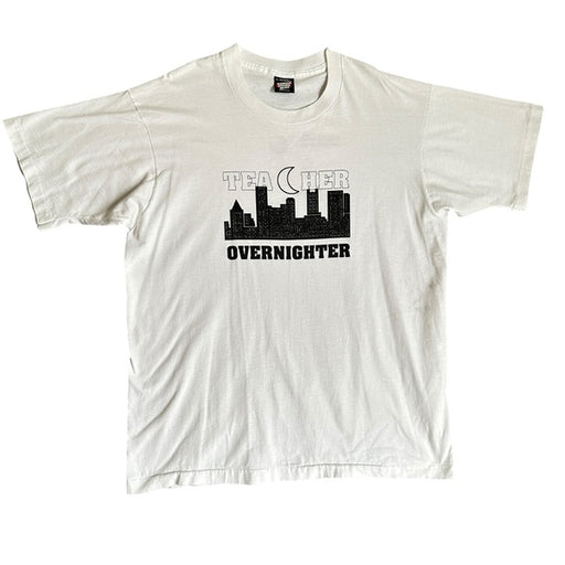 Screen Stars Vintage Cher Overnighter Crew Neck White Graphic T-Shirt - Size XL, from PanacheProse