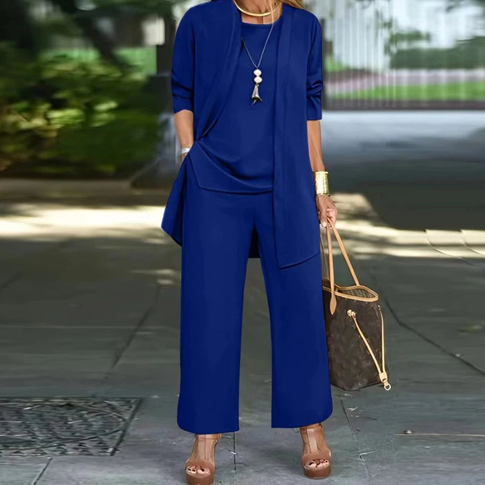 Prancheprose Casual O Neck Vest Cardigan Three-Piece Set