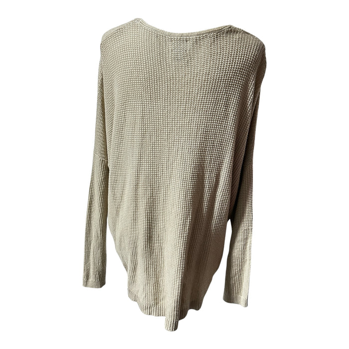 Soho Jeans New York & Company Women’s Beige Open Knit V-Neck Sweater Top - Size Medium, from PanacheProse