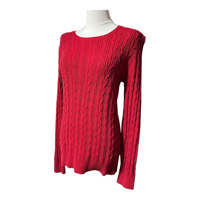 St John’s Bay Red Cable Knit Sweater Cotton Blend Women’s - Size Large Tall, from PanacheProse