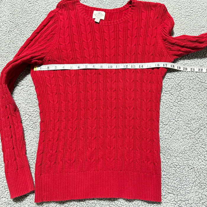 St John’s Bay Red Cable Knit Sweater Cotton Blend Women’s - Size Large Tall, from PanacheProse