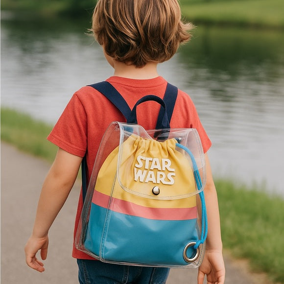 Star Wars Clear Vinyl Backpack with Cinch Sack - One Size, from PanacheProse