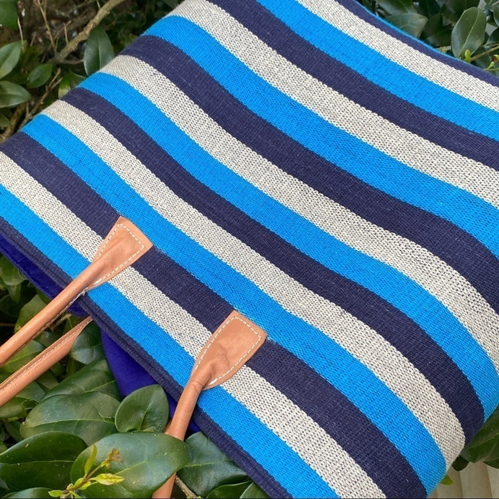 Straw Studios Women’s Blue  Multi Straw Tote - Size 17" L × 13" H × 8" D, from PanacheProse