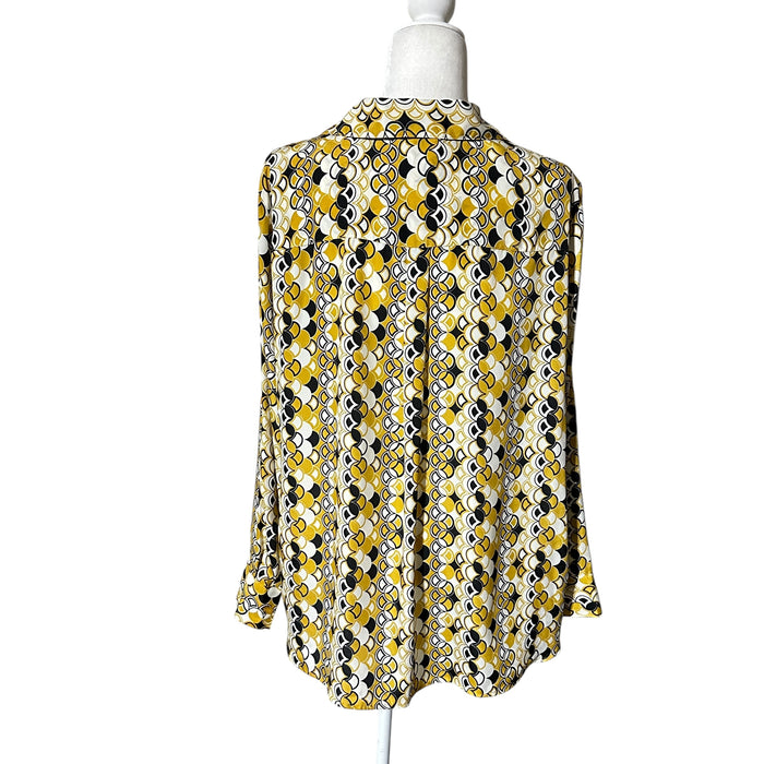 Sunny Leigh Yellow & Black Graphic Button Down Shirt - Size Women’s 1X, from PanacheProse