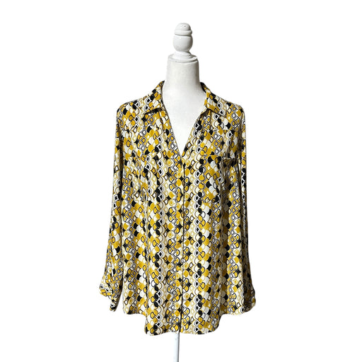 Sunny Leigh Yellow & Black Graphic Button Down Shirt - Size Women’s 1X, from PanacheProse