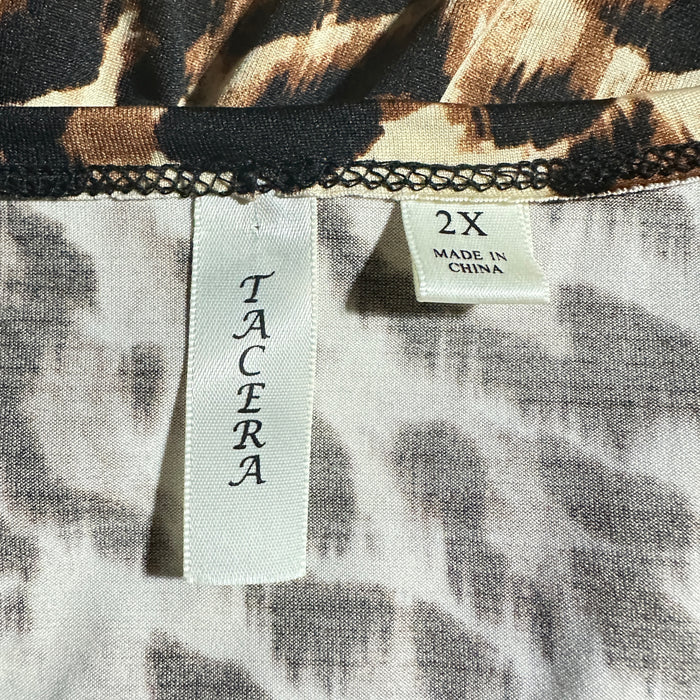 TACERA V Neck 3/4 MIDI Leopard Print Women's Plus Casual Adult Dress -, from PanacheProse