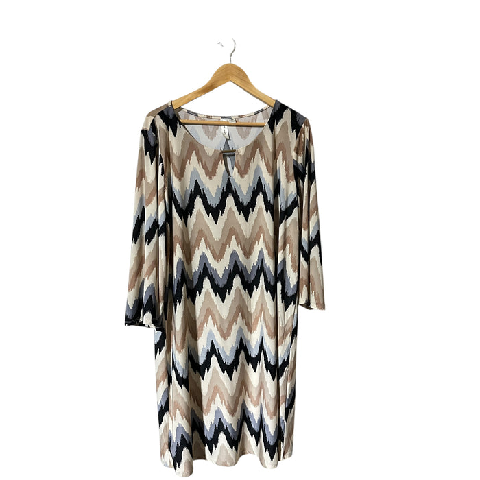 TACERA Women’s Key Hole Crew Neck 3/4 MIDI Floral Multicolor Dress - Size Women’s 2X, from PanacheProse