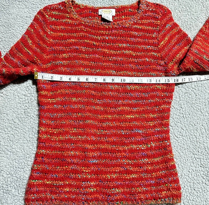 Talbots Petites Red Multicolor Boucle Knit Sweater Wool Blend - Size  Small, from PanacheProse
