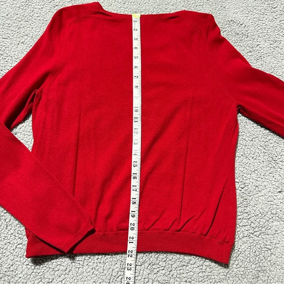 Talbots Red Button-Front Cardigan Silk Blend Sweater - Size M from PanacheProse