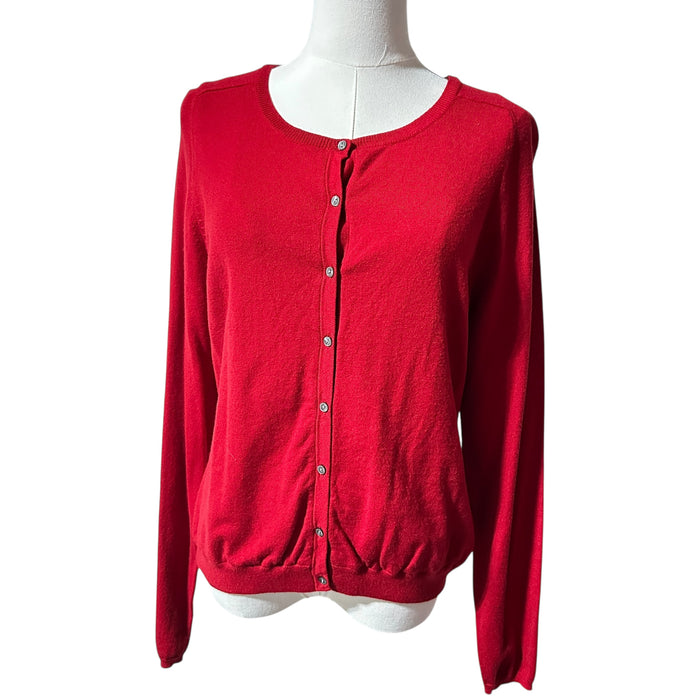 Talbots Red Button-Front Cardigan Silk Blend Sweater - Size M, from PanacheProse