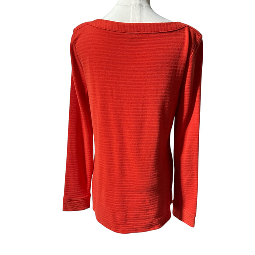 Talbots Red Textured Long Sleeve Bateau Neck Top Women’s - Size Medium, from PanacheProse