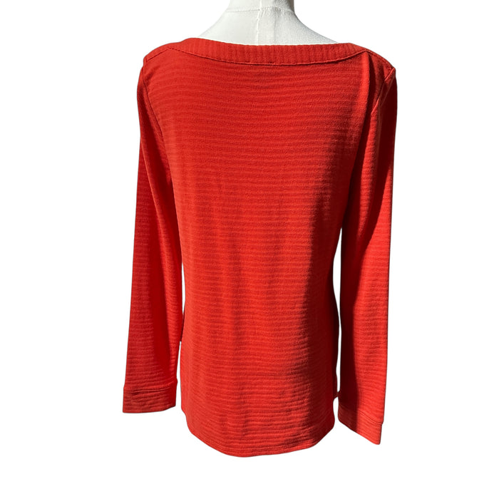 Talbots Red Textured Long Sleeve Bateau Neck Top Women’s - Size Medium, from PanacheProse
