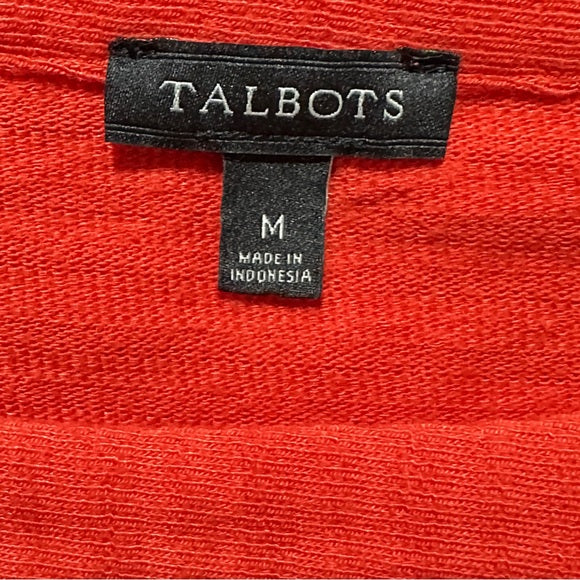 Talbots Red Textured Long Sleeve Bateau Neck Top Women’s - Size Medium, from PanacheProse