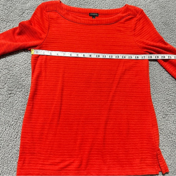 Talbots Red Textured Long Sleeve Bateau Neck Top Women’s - Size Medium, from PanacheProse