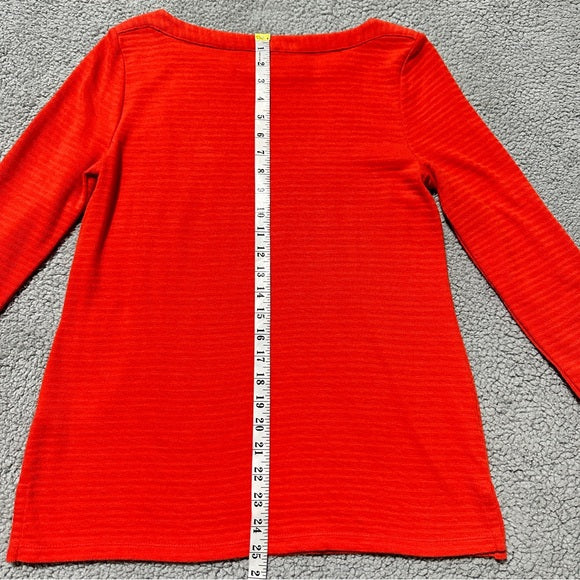Talbots Red Textured Long Sleeve Bateau Neck Top Women’s - Size Medium, from PanacheProse