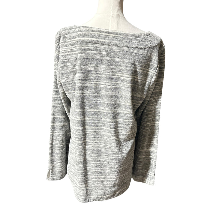 Talbots Women’s Gray & White Striped Knit Top – Size Large from PanacheProse