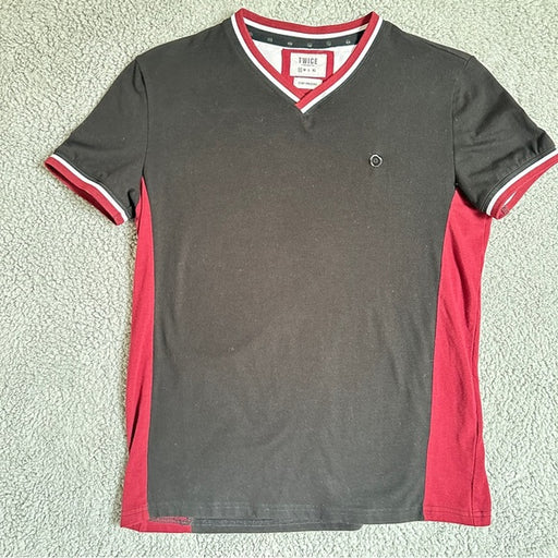 Twice Ice Men's Black and Red V-Neck Shirt - Size Men’s Small , from PanacheProse