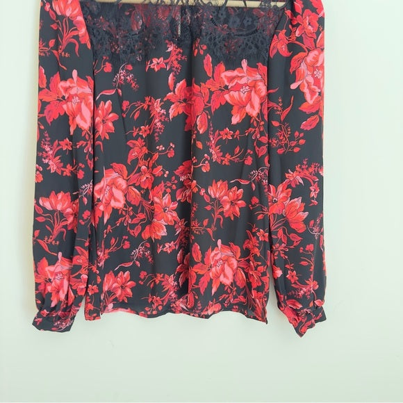 Vince Camuto Women’ Summer Lace Insert Long Floral Lightweight Lace Yoke Blouse - Size XXS, from PanacheProse