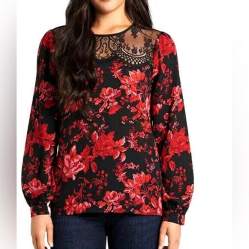Vince Camuto Women’ Summer Lace Insert Long Floral Lightweight Lace Yoke Blouse - Size XXS, from PanacheProse