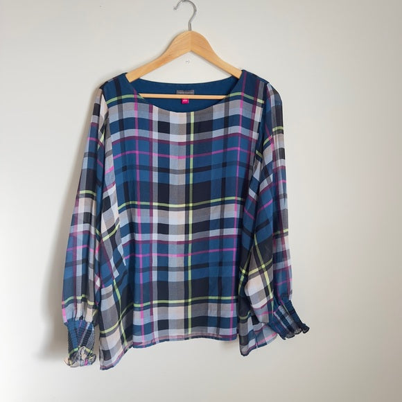 Vince Camuto Women’s Plaid Long Sleeve Crew Neck Lining Blouse - Size Women’s XXL, from PanacheProse