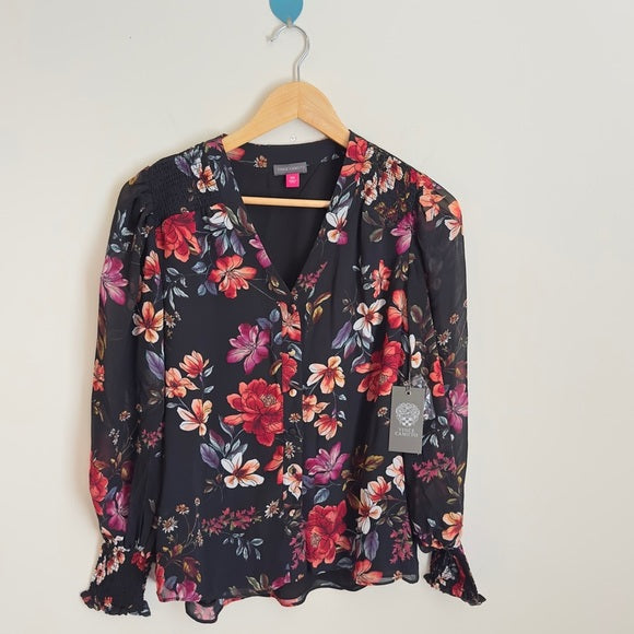 Vince Camuto Women’s Summer V Neck Long Sleeve Floral Lightweight Blouse - Size XXS, From PanacheProse