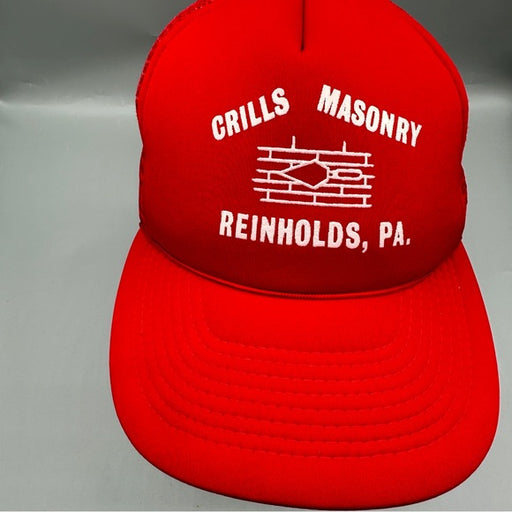 Vintage Crills Masonry Trucker Hat – Red Mesh Snapback from PanacheProse