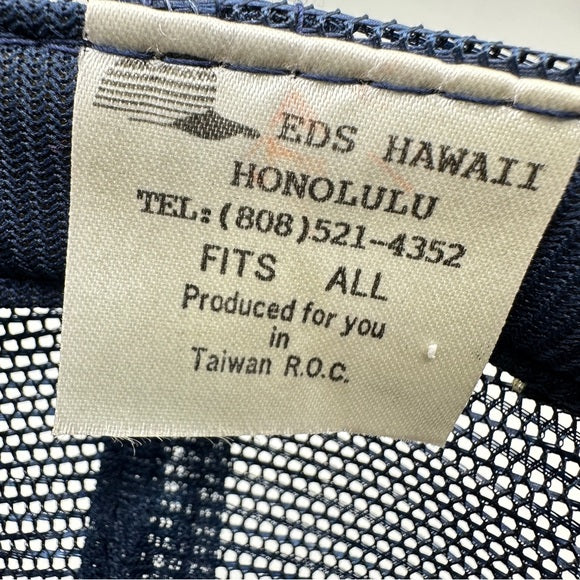 Vintage “DA BOSS Hawaii” Trucker Hat – Navy & Gold Embroidered Snapback from PanacheProse