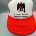 Vintage J. Omar Landis Auction Service Trucker Hat – Red & White Mesh Snapback – One Size from PanacheProse