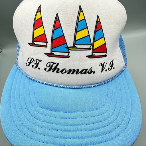 Vintage St. Thomas V.I. Sailboat Trucker Hat – 80s Mesh Snapback from PanacheProse