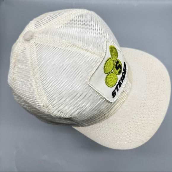 Vintage Steiger Tractors Snapback Hat – White Mesh Foam Cap with Green Logo from PanacheProse